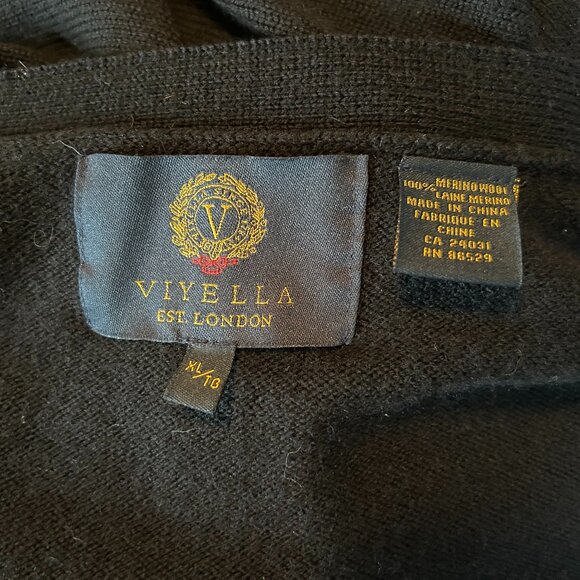 Viyella Merino Wool Button Front Cardigan - Black - XL - Picture 4 of 8